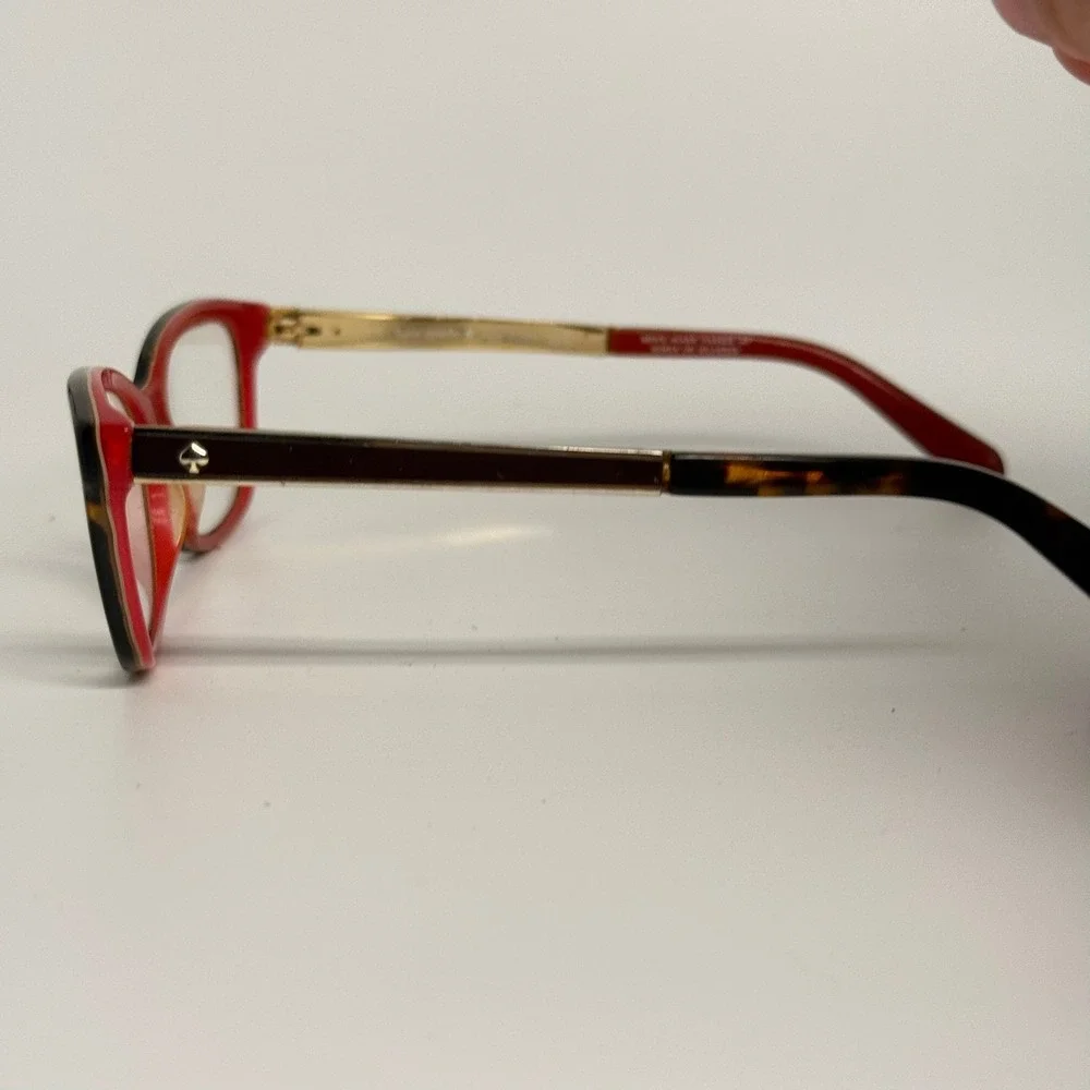 Kate Spade Angelisa S0X Tortoise Red Gold Rectangular Eyeglasses Frames 135mm
